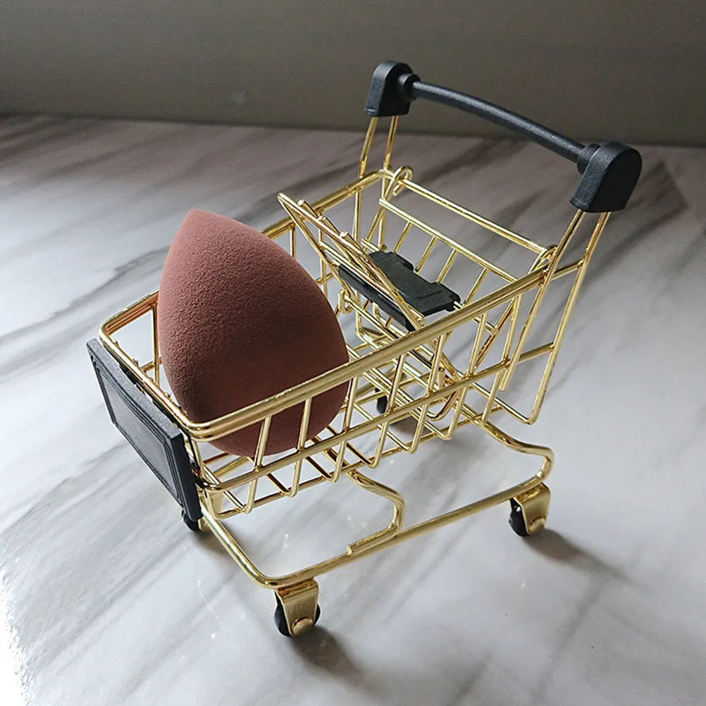 Carrito de compras de Metal para niños, Mini carrito de supermercado para juego de imitación, cesta de almacenamiento de escritorio, carrito de comestibles de simulación, 4 Uds.