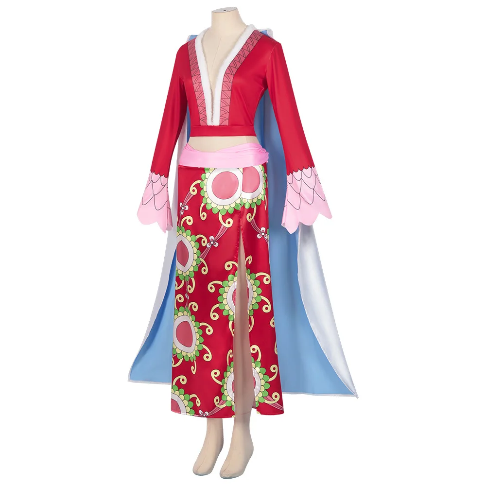 boa hancock red dress One Piece Boa Hancock Empress Red Cheongsam Cosplay Performance Costume Outfit