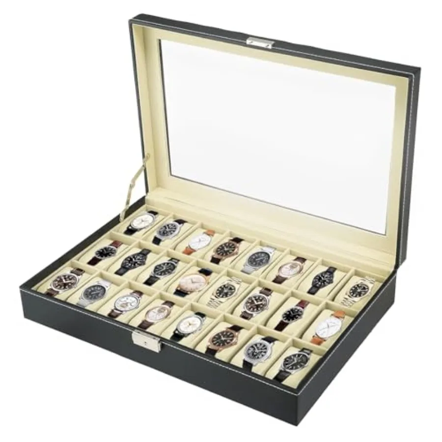 

Watch Case 24 Slot Leather Watch Box Case/Jewelry Box/Watch Jewelry Display Storage Wristwatch Jewelry Portable Travel Case Org