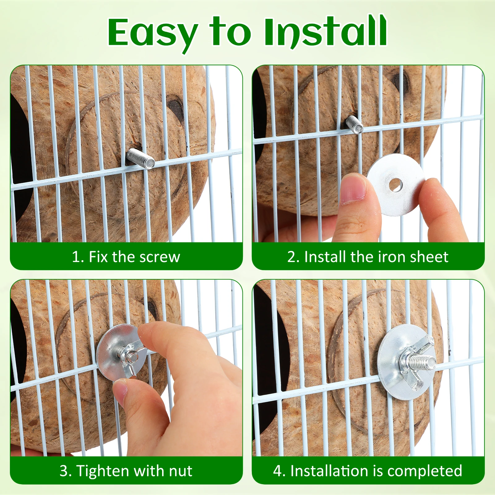 耐久性のあるココナッツの殻の鳥の巣 手作りの自然なデザイン 小鳥のための快適な住居 家庭菜園の庭の装飾