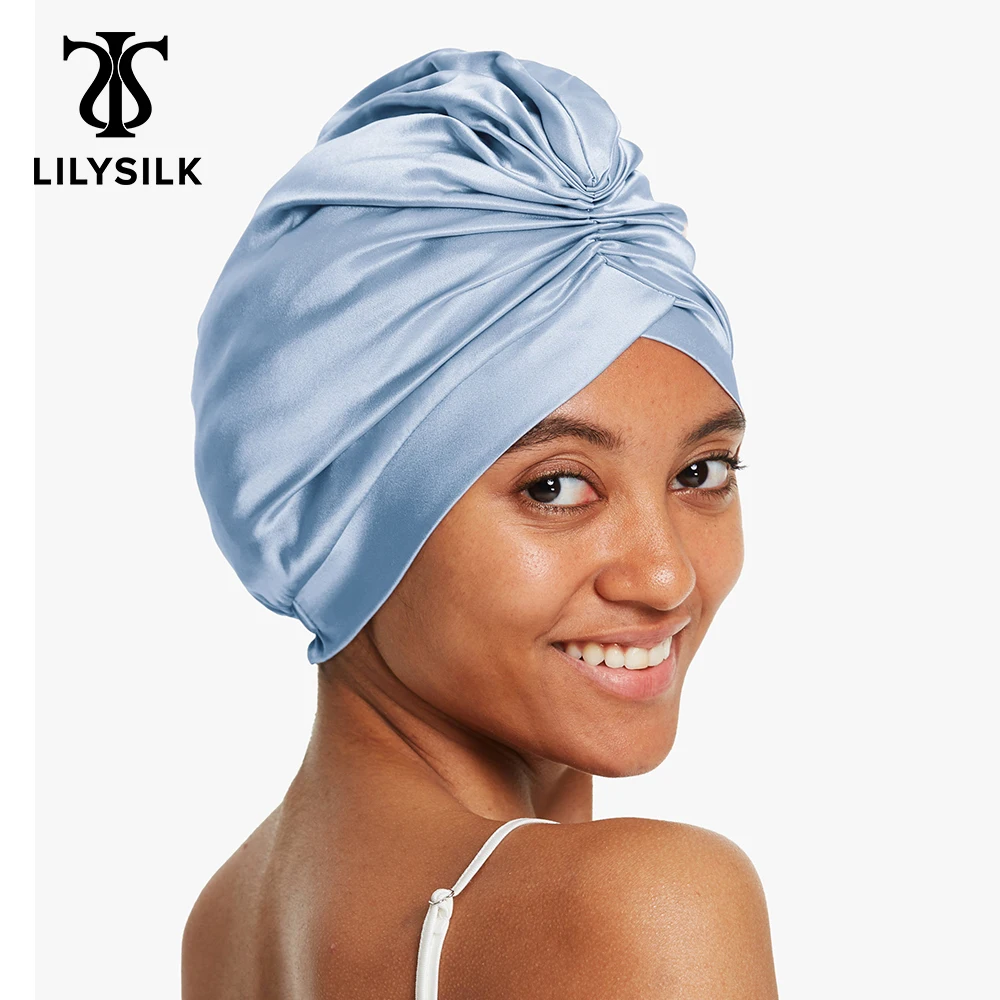 LILYSILK Premium Silk Women Turban Middle Length Elastic Band Sleep Cap Healt for Hair Bonnet Pure 100 Free Shipping