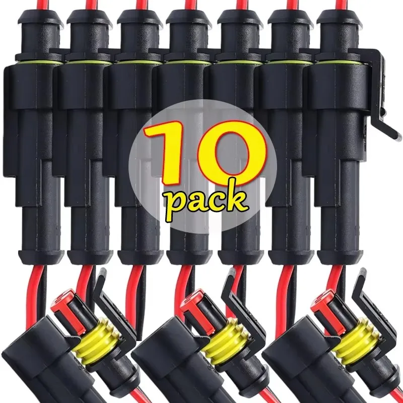 Waterproof Kit 2-Pin Electrical Connector Male/Female Terminal Plugs and Sockets for Auto Marine Truck Wiring Installation Parts