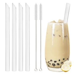 High Borosilicate Glass Straws Straight Reusable Drinking Straw Boba Bubble Tea Milk Smoothies Fruit Cocktails Bar Accessories