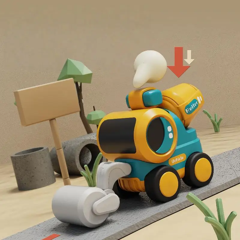 1/4 ユニット ボーイズ プレス＆ゴー モチーフ カー インベンティブ パズル 就学前教育機器 エンジニアリング カー - 完璧なギフト