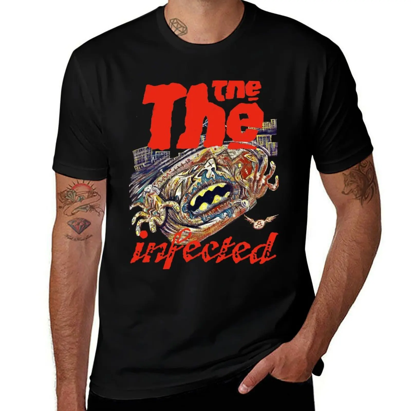 The The - Infected- album 80's Retro punk new wave band original art design T-Shirt Fashion Pattern Printed Tee Shirt T-Shirt