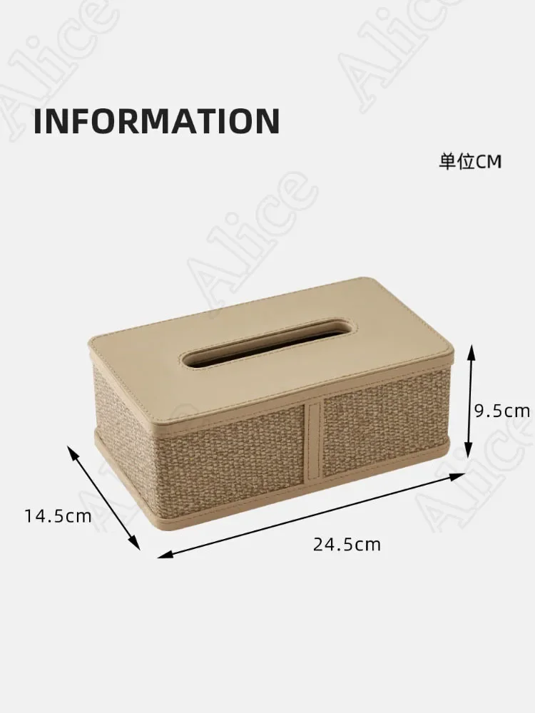 High-grade Saddle Leather Tissue Box Modern Living Room Decoration Desktop Tissue Box Holder Bedroom European Style Home Decor