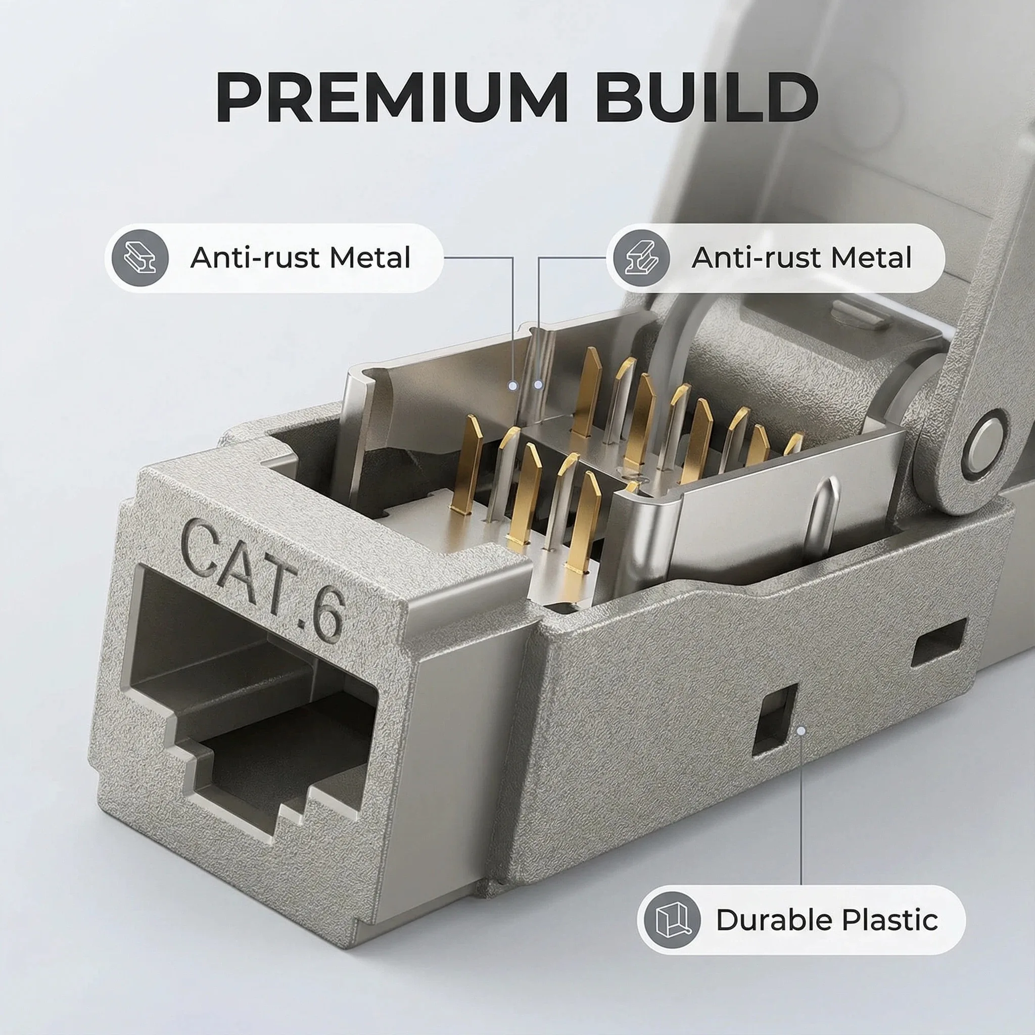 

Разъем RJ45 Cat6, экранированный, безинструментальный, модульный, для кабелей LAN 10G, 22AWG-24AWG
