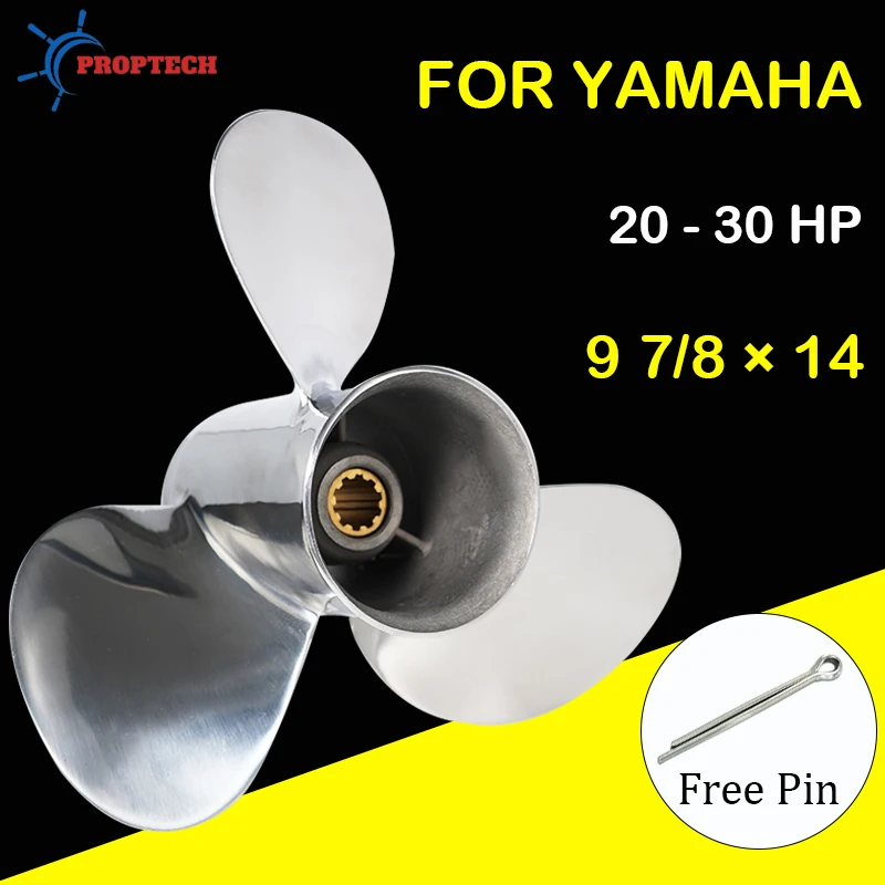 Boat Propeller For Yamaha 20hp 25hp 30hp Outboard Screw 9 7/8x14 Boat Motor Stainless Steel Propeller 3 Blade 10 Spline