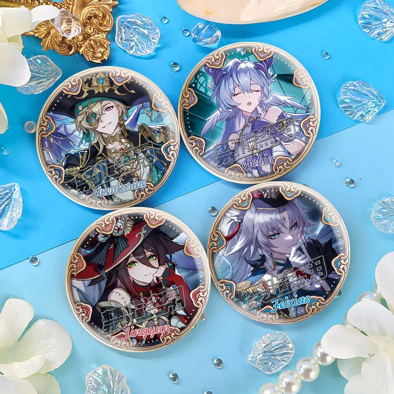 Honkai: Star Rail Double Flash Badge Aventurine Robin Tingyun Feixiao Anime Lapel Brooch Game Character Metal Pin Cosplay Gift