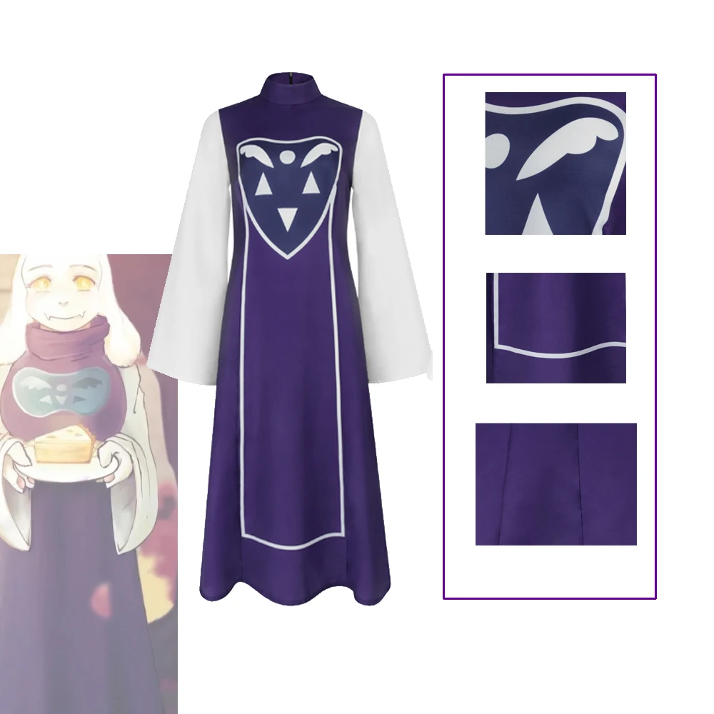 

Anime Game Toriel Cosplay Costume Toriel Uniform Women's Dress Set Halloween Carvinal Disfraz Role Play Performance Outfits