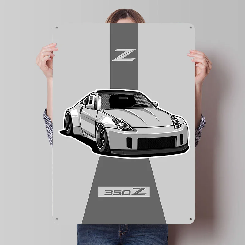 Sports 350Z Potrait Car Tin Plaque Poster Customized Wall Art Retro Vintage Metal Signs for Room Bedroom Decoration Garage Home