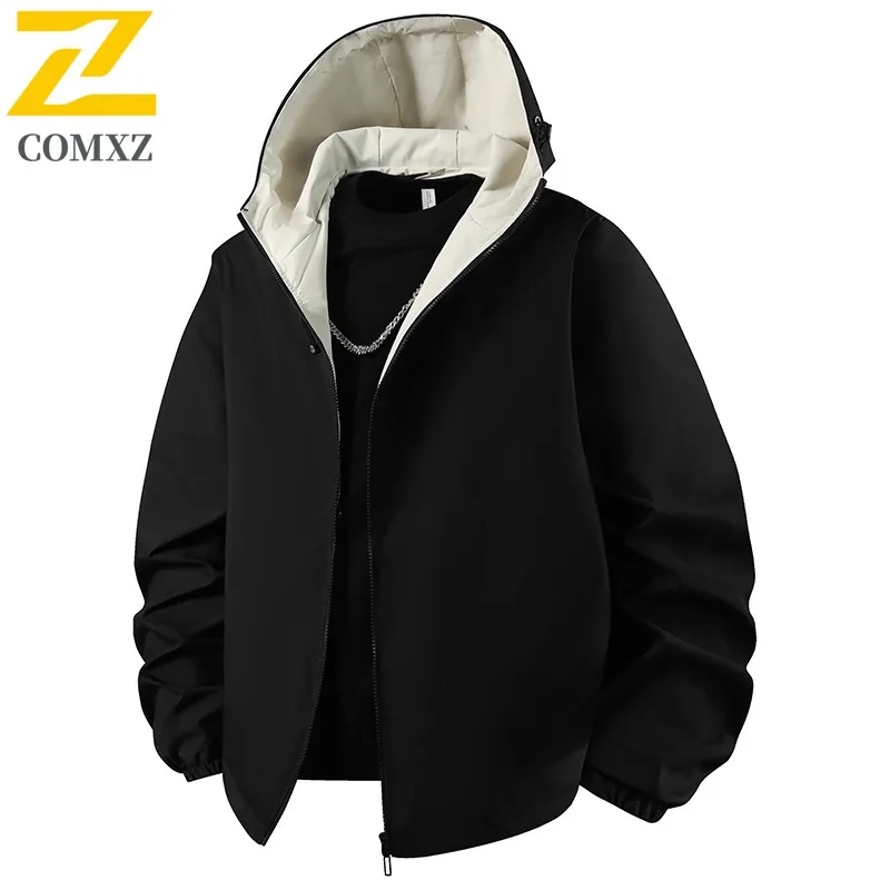 

COMXZ 2025 Mens Baseball Collar Jacket Spring Autumn Slim Fit Trendy Casual Coat