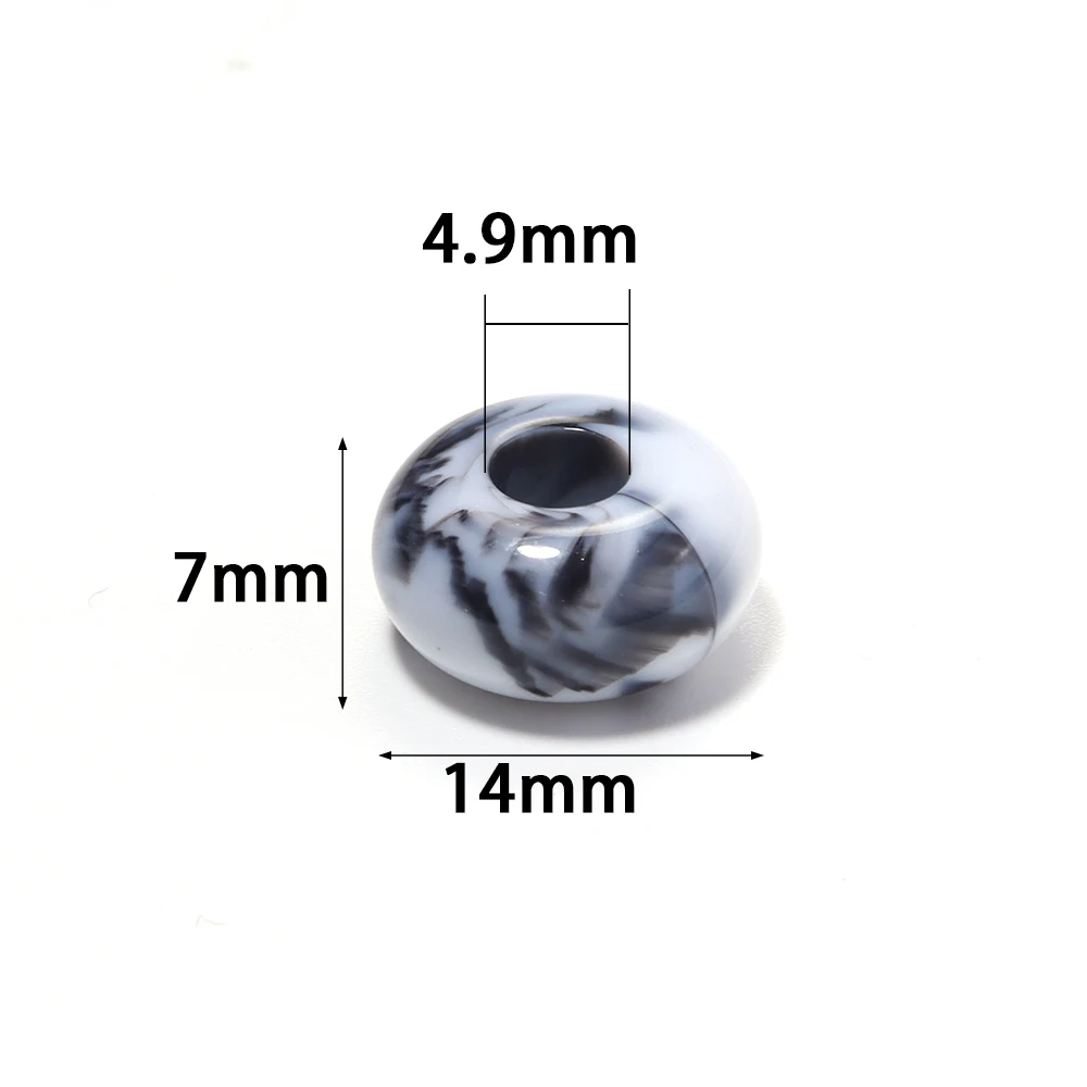 50 Stück 14x7mm zweifarbige Acrylperlen mit großem Loch, Abakus-Perlen als Abstandshalter für Schmuckherstellung, DIY-Halsketten, Armbänder, Schlüsselanhänger – Detail 1