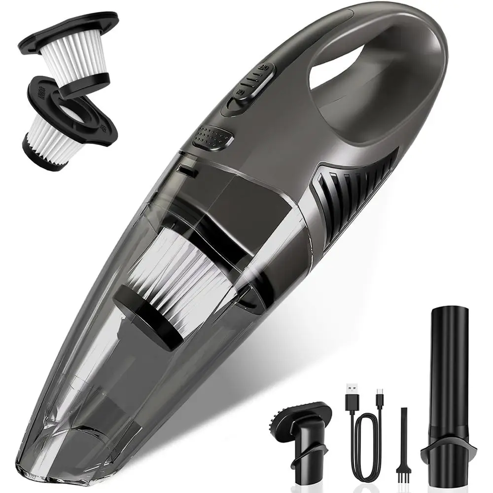 

Ручной пылесос, мощность всасывания 11 кПа, время работы 25 минут, перезаряжаемый, HEPA-фильтр, многофункциональные насадки, легкий, для уборки дома/автомобиля/офиса