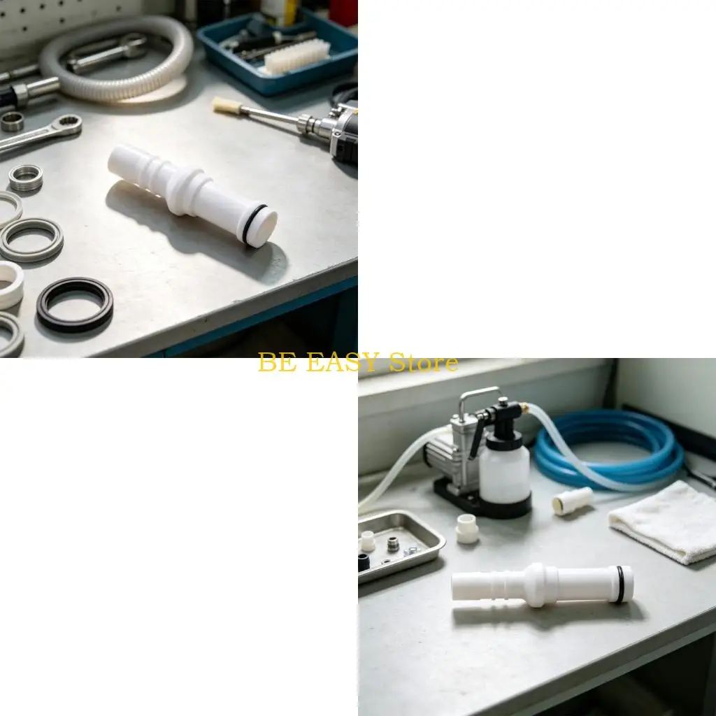 E28F PTFE Coating Equipment Insert Injector, Replacement Component with Smooth Inner Wall, Stepped Cylindrical Profile, Ridged