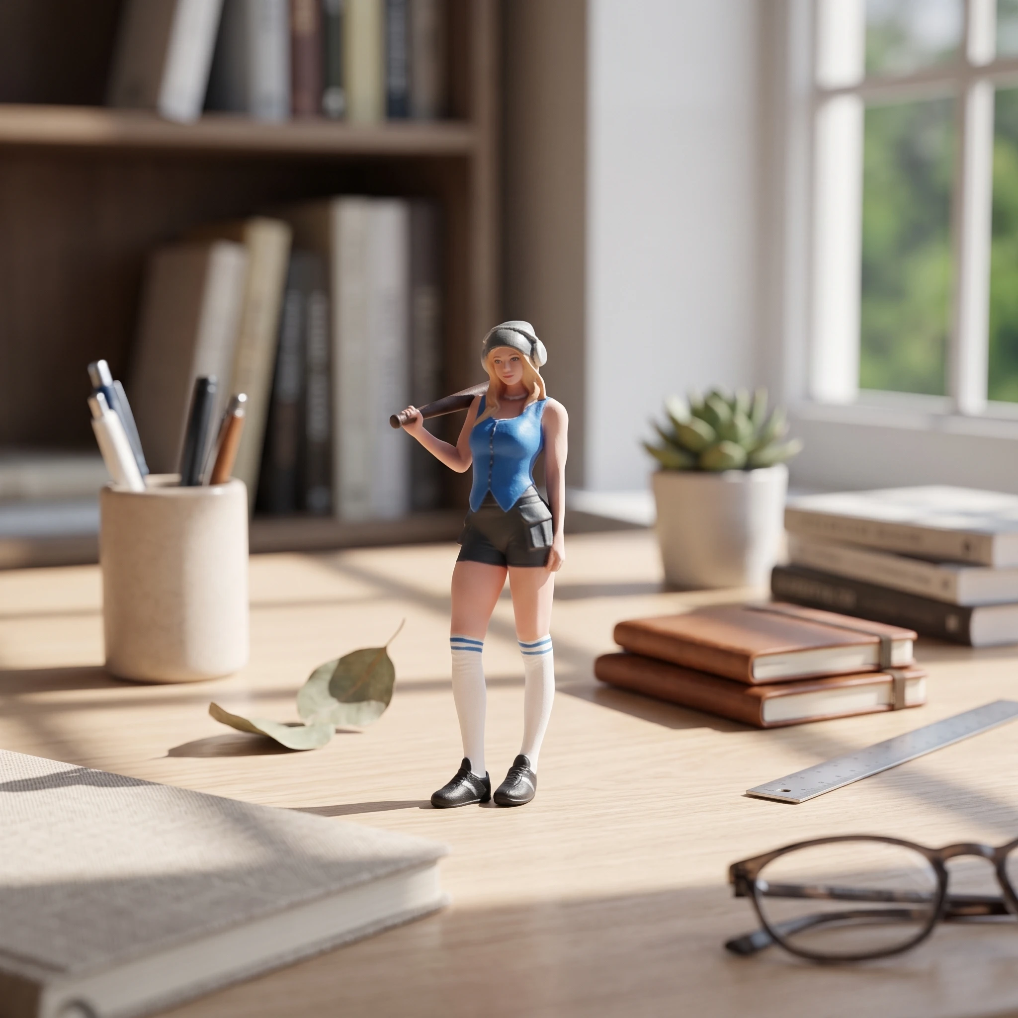Miniature Girl with Club Realistic Girl Figurine Diorama Figure Sculpted Minifigure Display for Hobbyists
