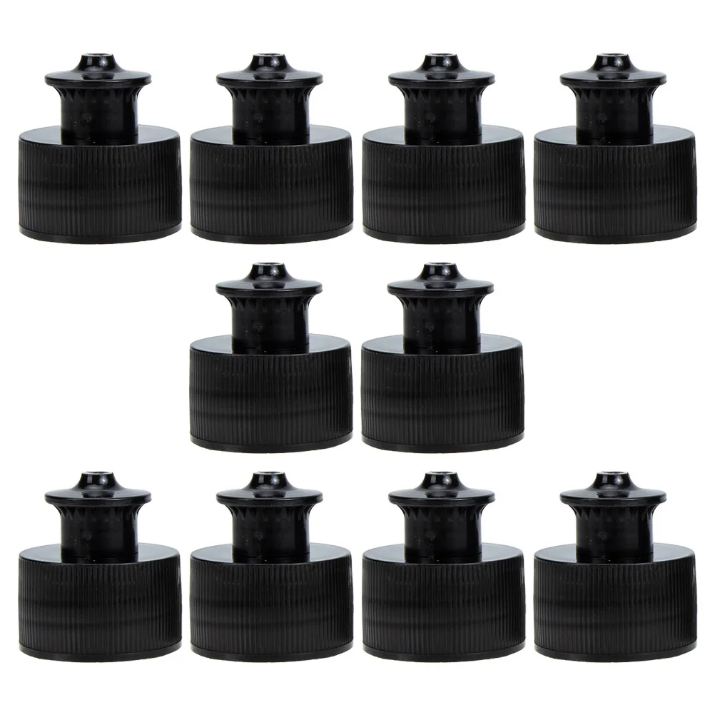 

10 Pcs Water Bottle Replacement Tops Mineral Leakproof Sports Caps Black Pull-type Lids