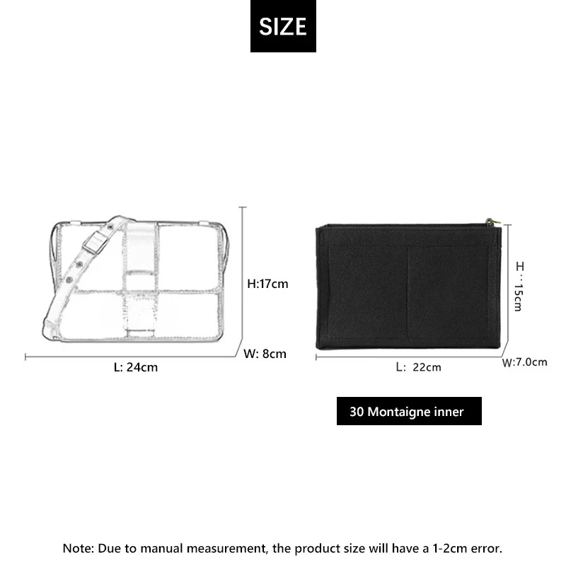 EverToner Multi-Pocket Travel Insert Felt Organizer For D Mon-taigne 30 Portable Cosmetic Storage Bags Organizer