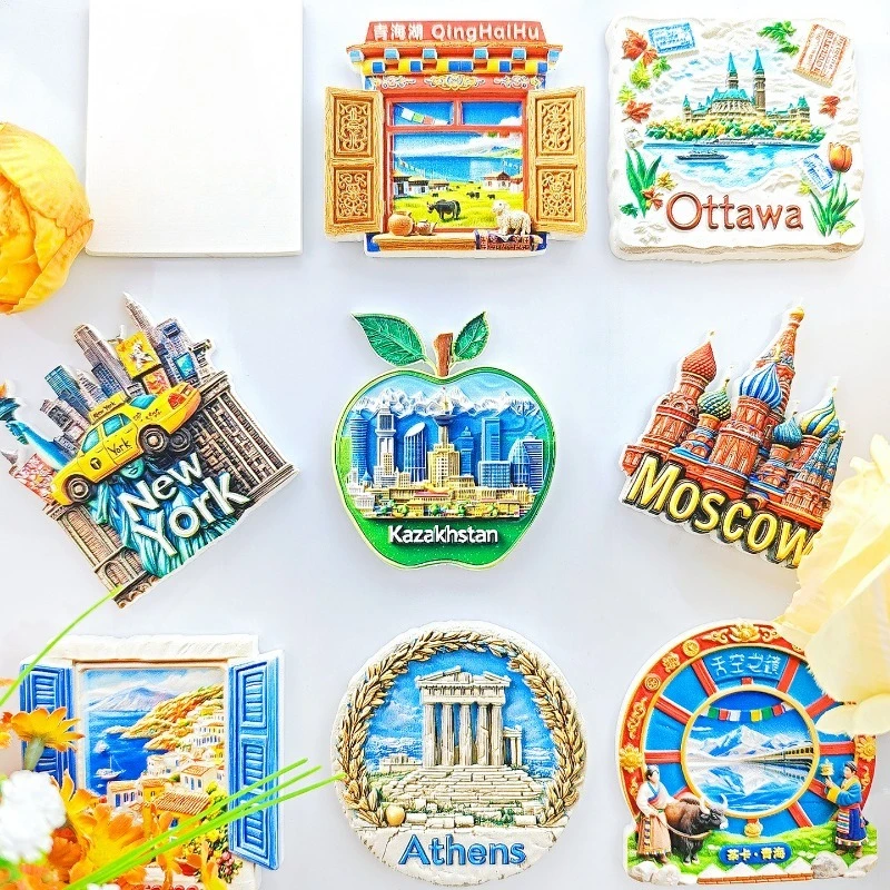 Kazakhstan Green Apple Fridge Magnet - 3D Fruit Travel Souvenir Central Asian Decor Unique Almaty Gift with Strong Magnet