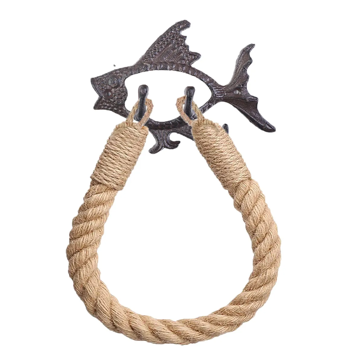 

Подставка для туалетной бумаги в деревенском стиле. Кольцо-держатель для полотенец с морской веревкой. Чугунные настенные крючки для рыб, настенное крепление, пляжный декор