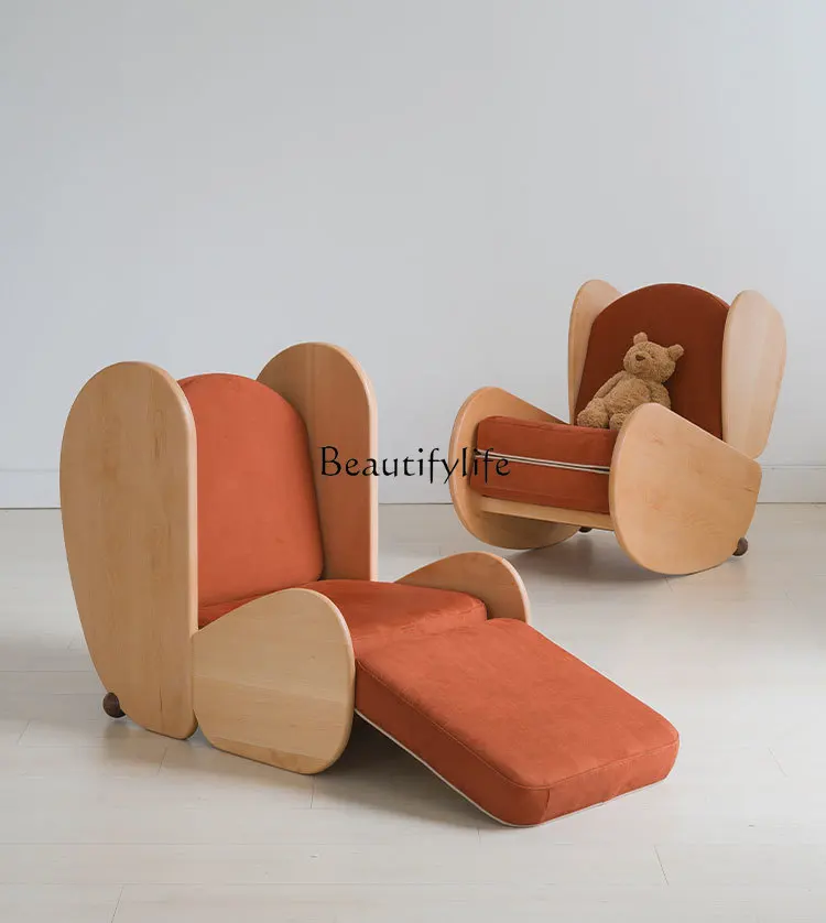 

LD6Couch Reading Corner Rocking Chair Reclining and Sleeping Solid Wood Small Sofa