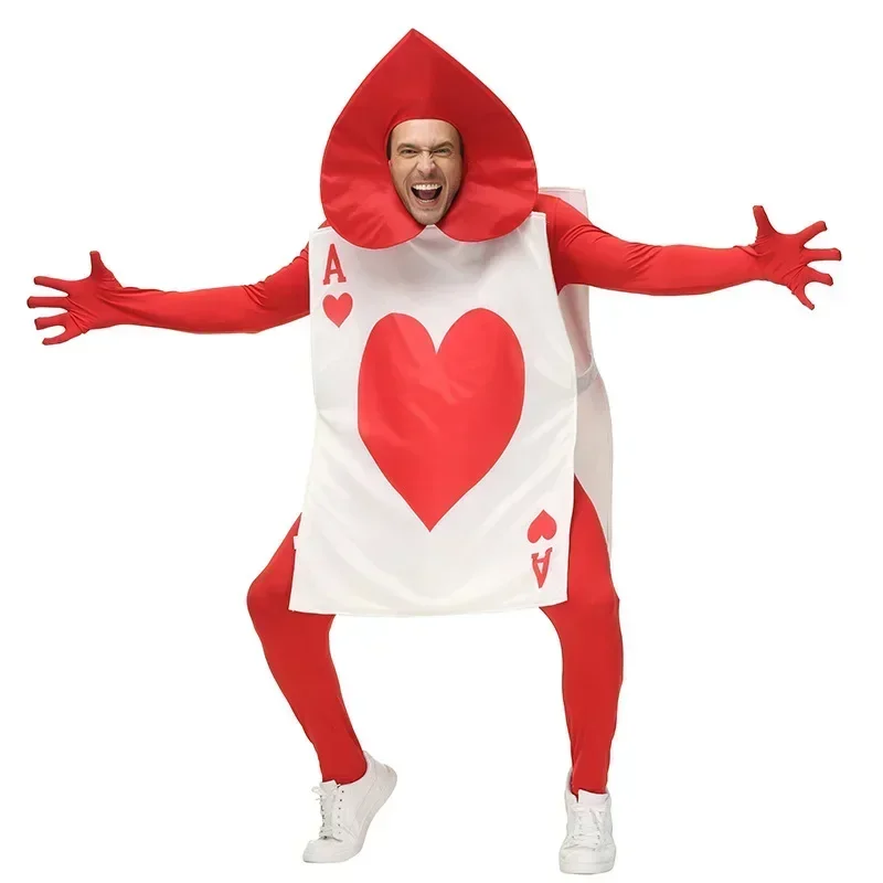 أزياء الهالوين أوراق اللعب على شكل قلب للأطفال البالغين أليس في بلاد العجائب بدلة أداء المسرح
