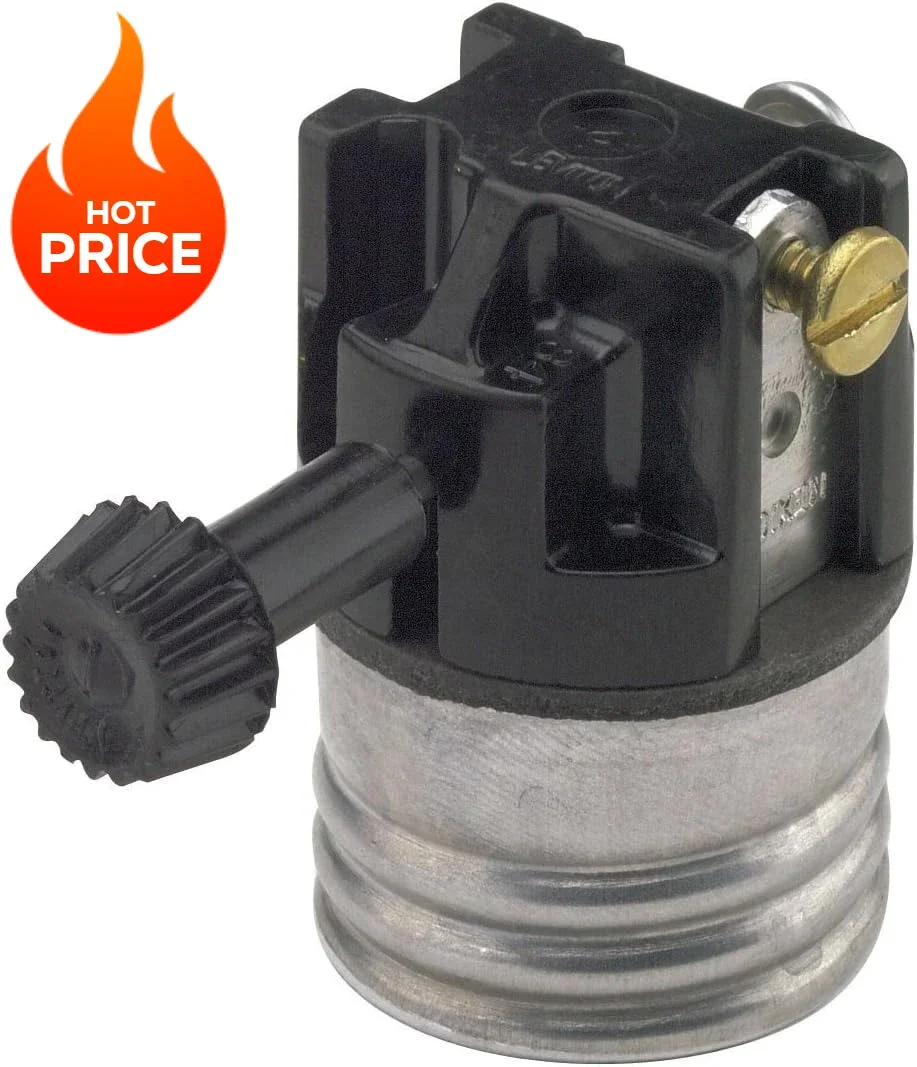 

Medium Base Interior Only, Shell Incandescent Lampholder, Removeable Turn Knob, 2-Circuit, For 3-Way 2-Filament Lamps, 7090-M