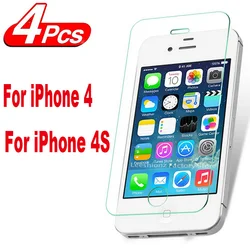 2/4Pcs Screen Protector Glass For iPhone 4 4S Tempered Glass Film