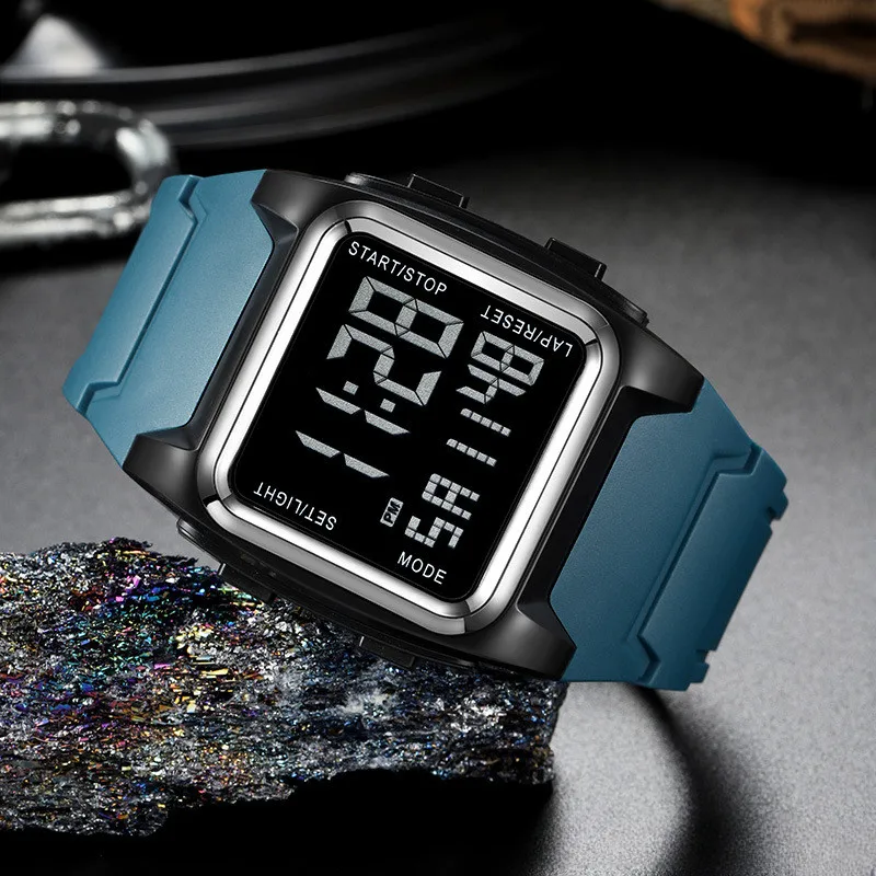 Electronic Watch, Outdoor Sports Square Multi-Function Luminous Student Electronic Watch