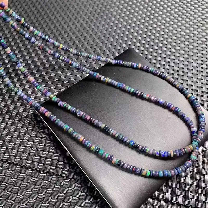 3.8MM Natural Black Opal Collarbone Chain Necklace Women Fashion Sweet Reiki Healing Energy Strand Girls Jewelry Gift 1PCS