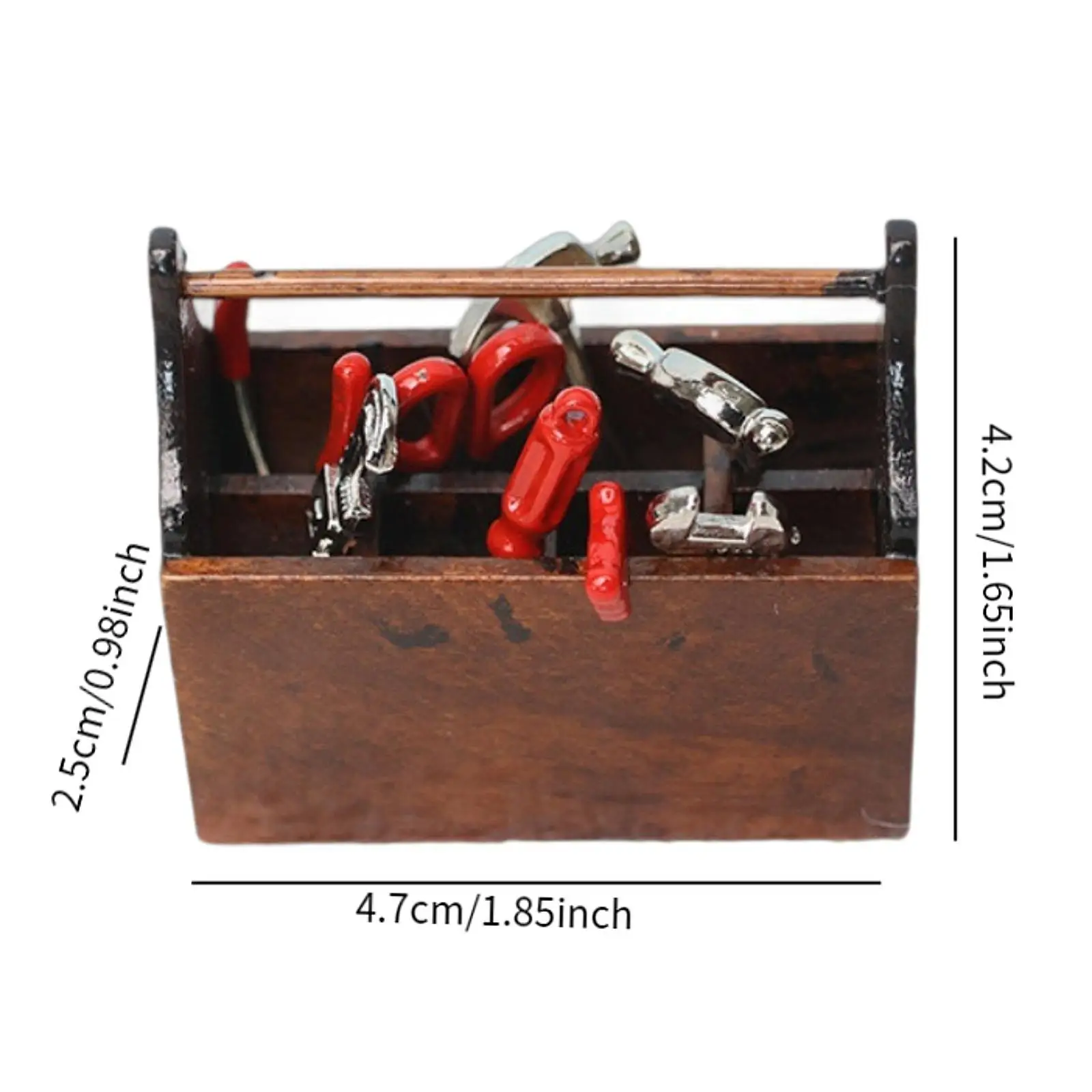 1/12 Werkzeugkasten aus Holz mit Werkzeugen, simulierte Szenen, Miniaturmöbel