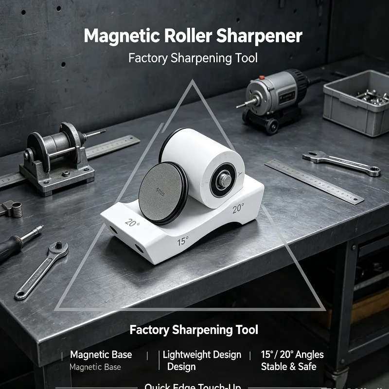 15/20° Dual‑Angle Rolling Blade Sharpening Kit Diamond Grinding Disc Stable Non‑slip Base Household Kitchen Sharpening System