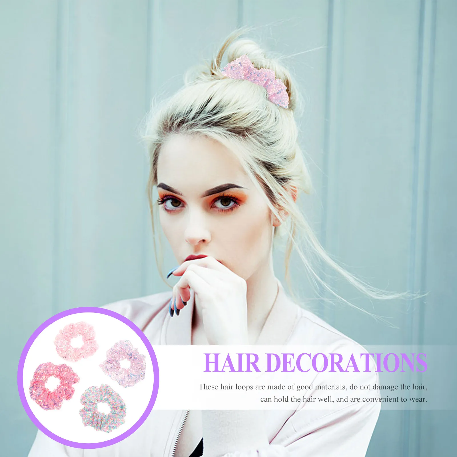 

4Pcs LED Bright Hair Scrunchies Colorful Glow in Dark Elastic Hair Rings for Festivals Nightlife Dancing Performance Use