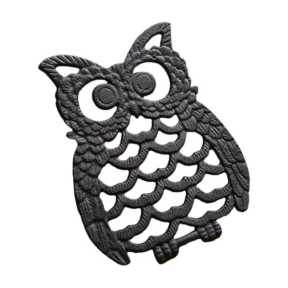 1Pcs Creative Owl Design Heat Resistant Coaster High Quality Iron Tableware Mat Smooth Surface Easy Clean Sturdy Decorative Cup