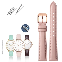 pink watchband genuine leather strap Mint green lady women Watch accessories 12mm 13mm 14mm 15mm 16mm 17mm 18mm Quick release