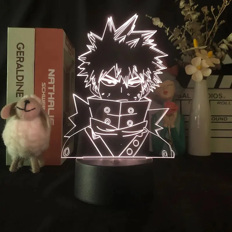 3D Lamp Night Light Katsuki Bakugo 7/16 Color Changing Desk Lamp Indoor Bedside Led Table Lamp Mood Lamps for Kids Friends Gifts