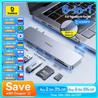 Baseus Dual USB-C Hub to HDMI-Compatible 4K 30Hz For Thunderbolt 3/4 40Gbps USB 3.0 Type C HUB SD TF For MacBook Pro Air USB Hub