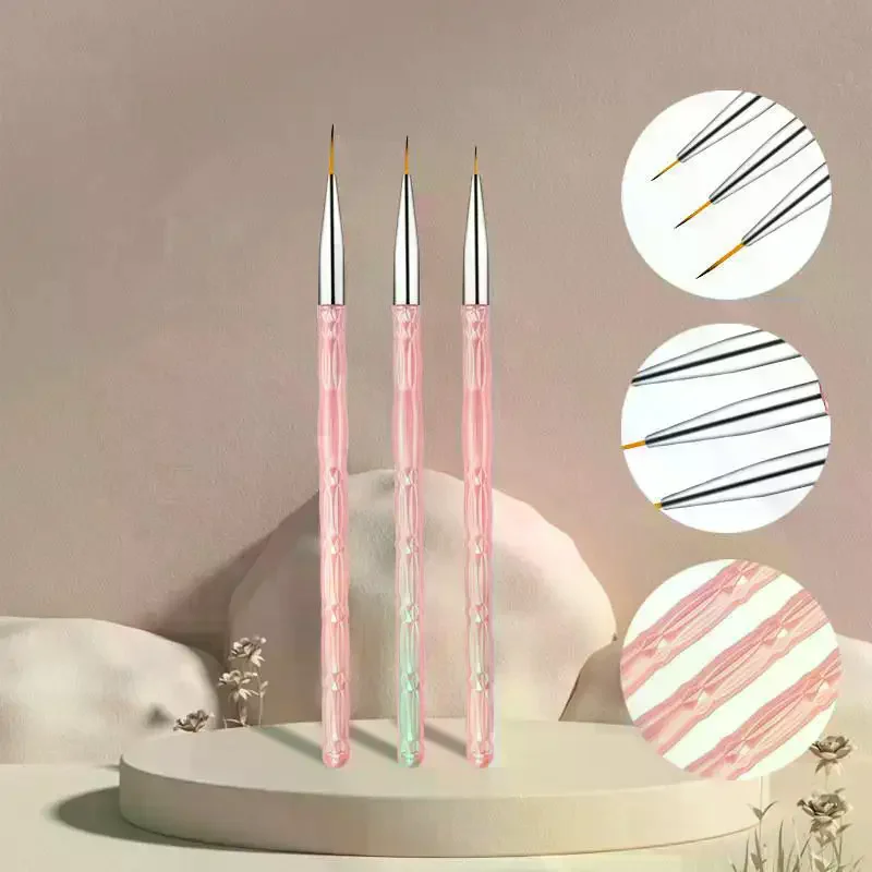 3 pçs/set pincéis da arte do prego escova de forro da arte do prego para detalhes finos desenho forro escova uv gel polonês pintura ferramenta de desi