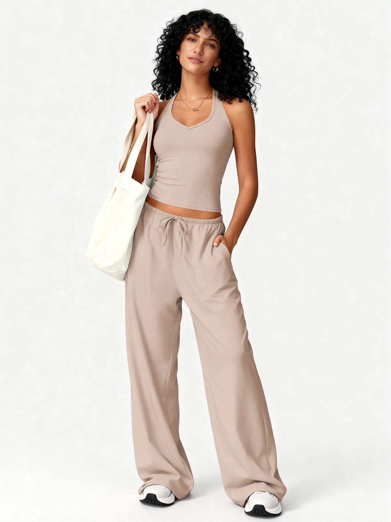 بدلة اليوغا الأوروبية والأمريكية للياقة البدنية سريعة الجفاف، قميص قصير جميل من الخلف، سروال واسع الخصر، ملابس غير رسمية للجري