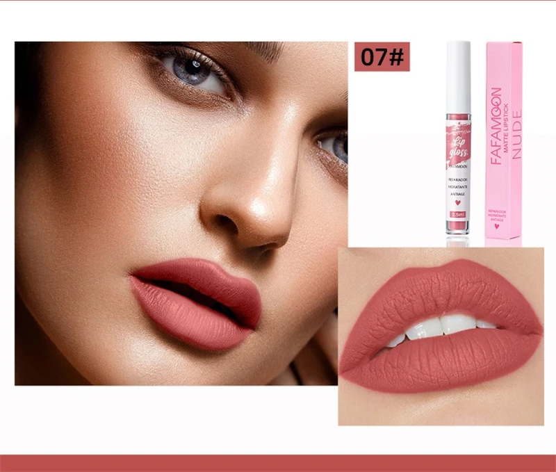 Rosaroter, mattierter, flüssiger Lippenstift, wasserfest, langlebig, feuchtigkeitsspendend, langlebiger Lippenstift, nicht klebender Lipgloss, koreanisches Make-up – Detail 16
