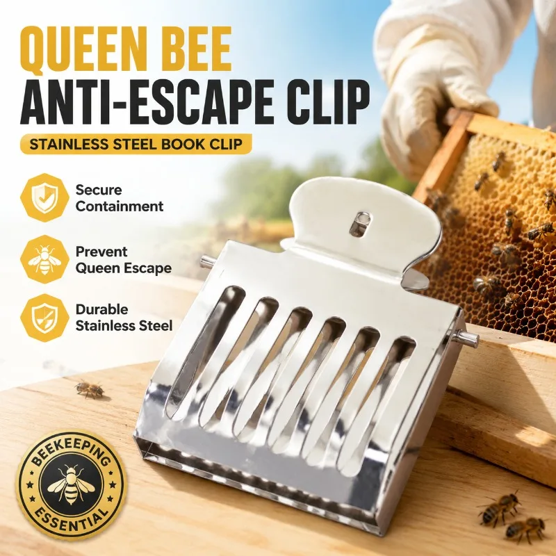 Stainless Steel Book Clip Style Anti Escape Multi Function Queen Bee Cage Needle Type Royal Bee Trapping Container Practical