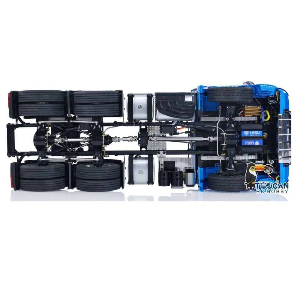 LESU-camión Tractor de control remoto 6x6, chasis de Metal 1/14, modelo de coche de Radio Control, caja de cambios de 2 velocidades, sistemas de sonido ligeros, juguete personalizado THZH1677