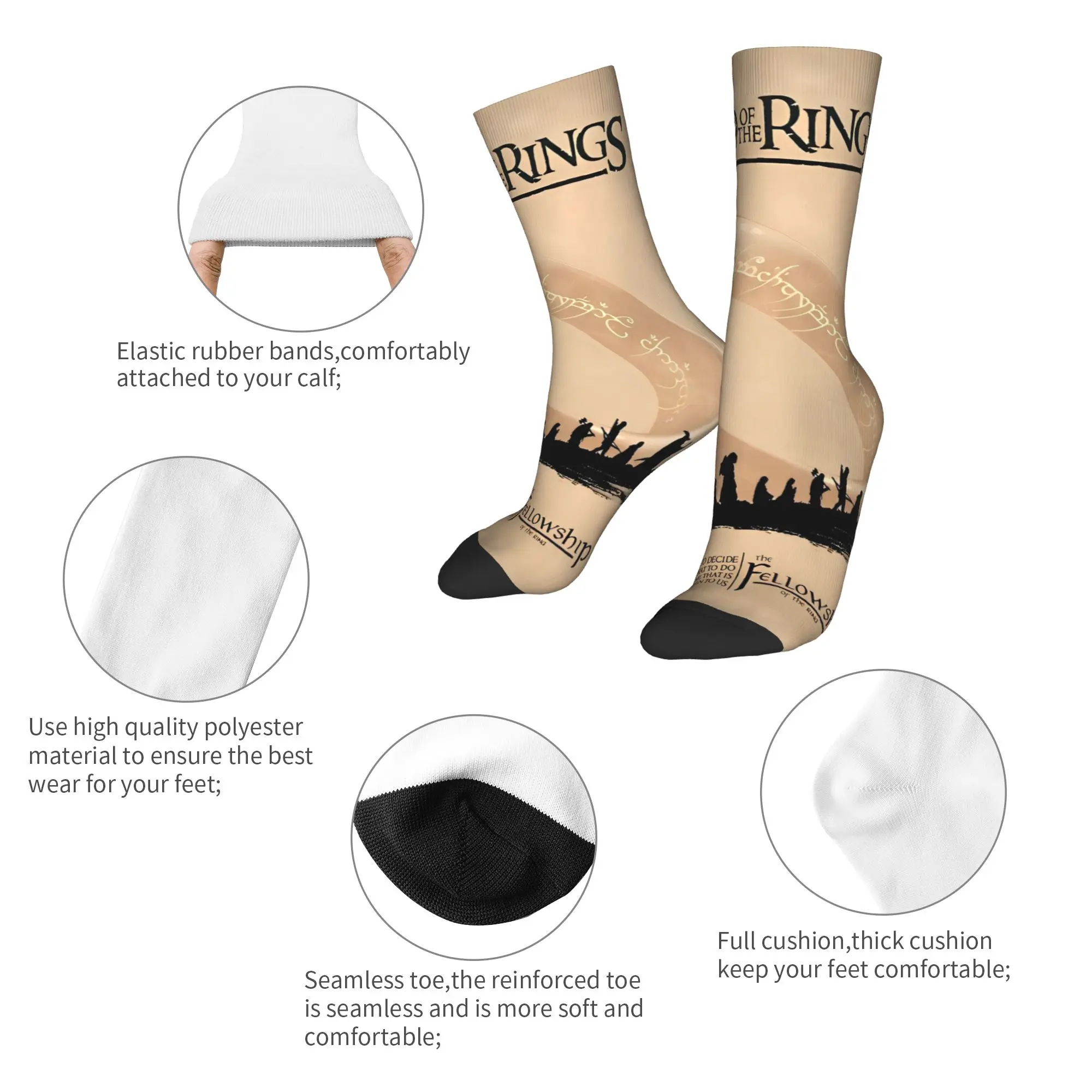 Носки L-Lords Of The R-Rings, чулки с принтом, антибактериальные женские и мужские носки, средние мягкие зимние модные носки для скалолазания