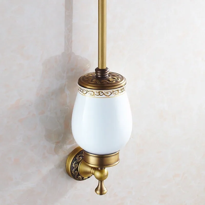 European Style Toilet Brush Set Antique Toilet Brush Holder Bathroom Hardware Accessories WC Cleaning Brush