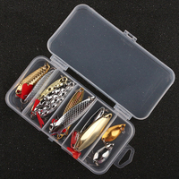 10Pcs Fishing Metal Spoon Lure Kit Set Gold Silver Baits Sequins Spinner Lures with Box Treble Hooks Fishing Tackle Gear