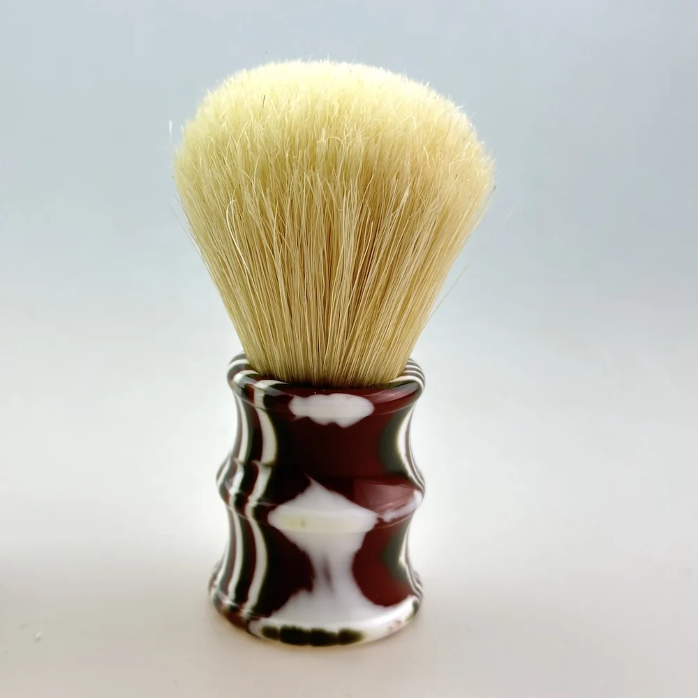 FS-26mm Bleached White Bristle Shaving Brush, Mixed Color Handle,Cleaning Shave Neck Barber,Best Gift and Surprise for Smart Men