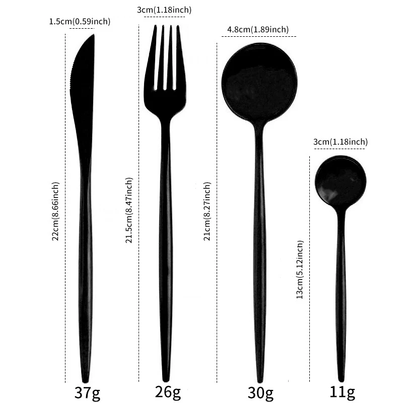 24pcs Black Western Dinnerware Set Stainless Steel Cutlery Set Fork Knife Spoon Tableware Set Flatware Set Silverware Set