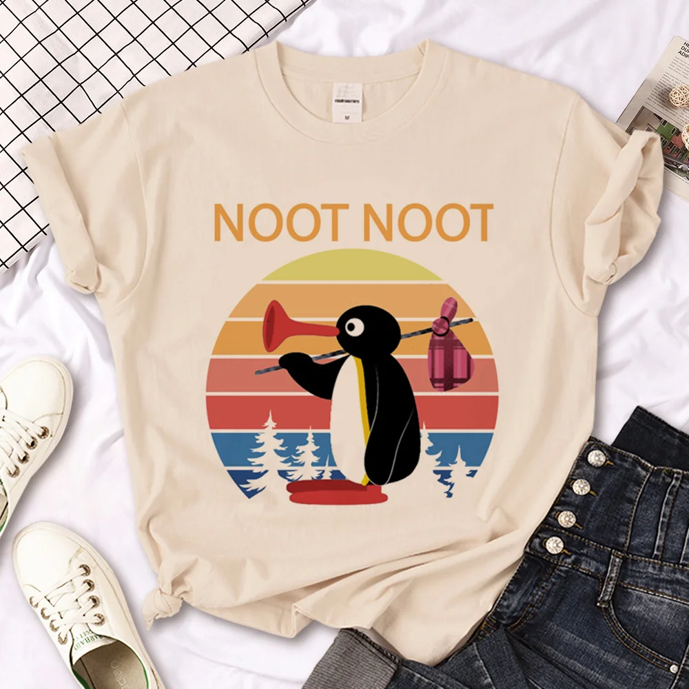 Pingu t shirt women comic Tee female harajuku clothes