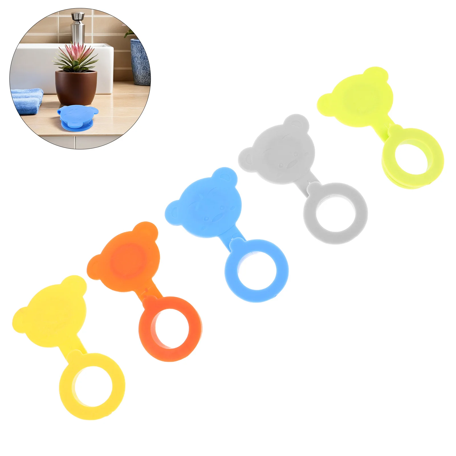 5 Stuks Babybadje Plug Afvoer Stopper Siliconen Lekvrij Peuter Douche Wastafel Gat Cover Eenvoudige Installatie Zacht Materiaal