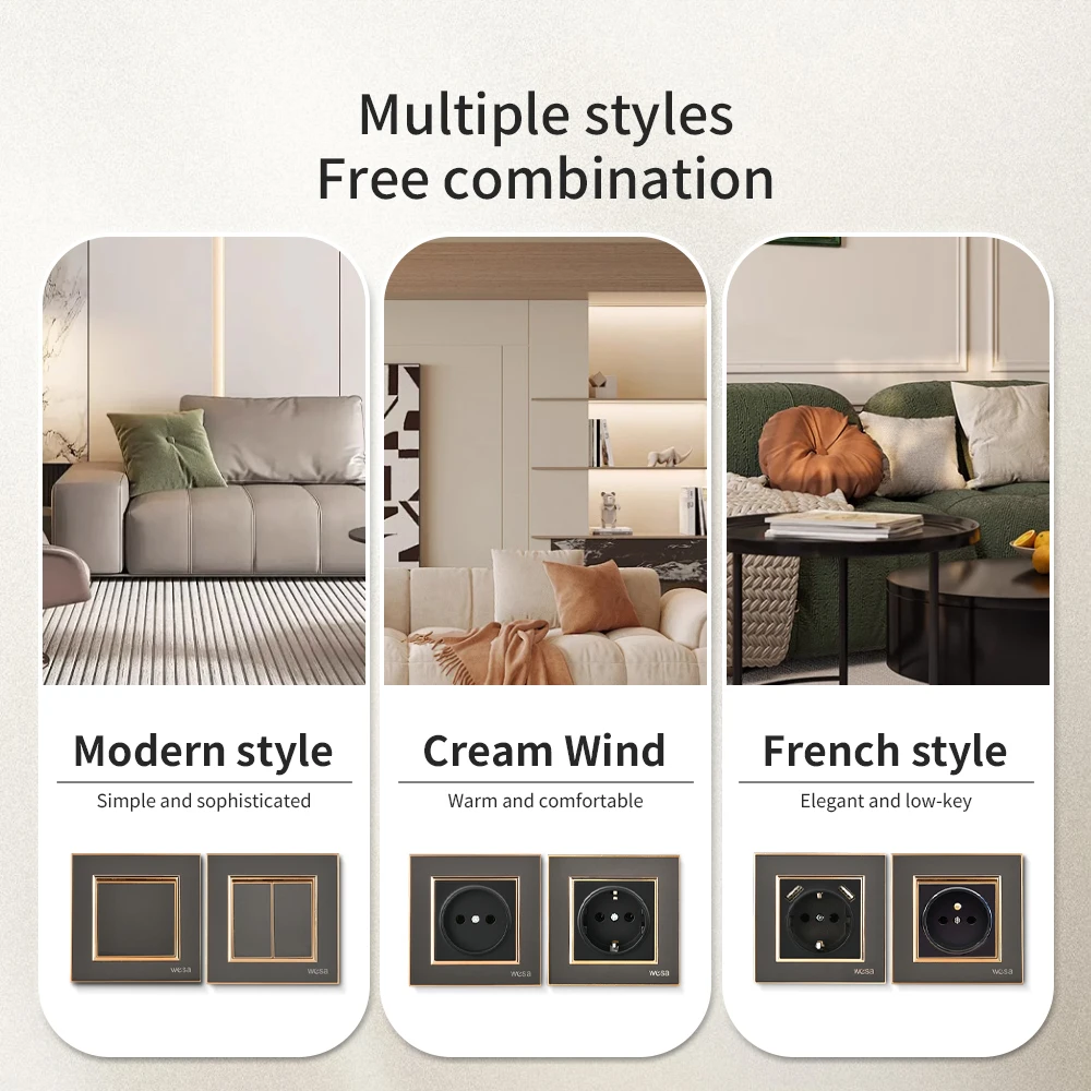 أسود 2 عصابة 1 طريقة تشغيل/إيقاف كلاسيكي 250 فولت لوحة أكريليك الاتحاد الأوروبي القياسية لهب الجدار الروك التبديل 16A التيار المتناوب زر مفتاح الإضاءة #5